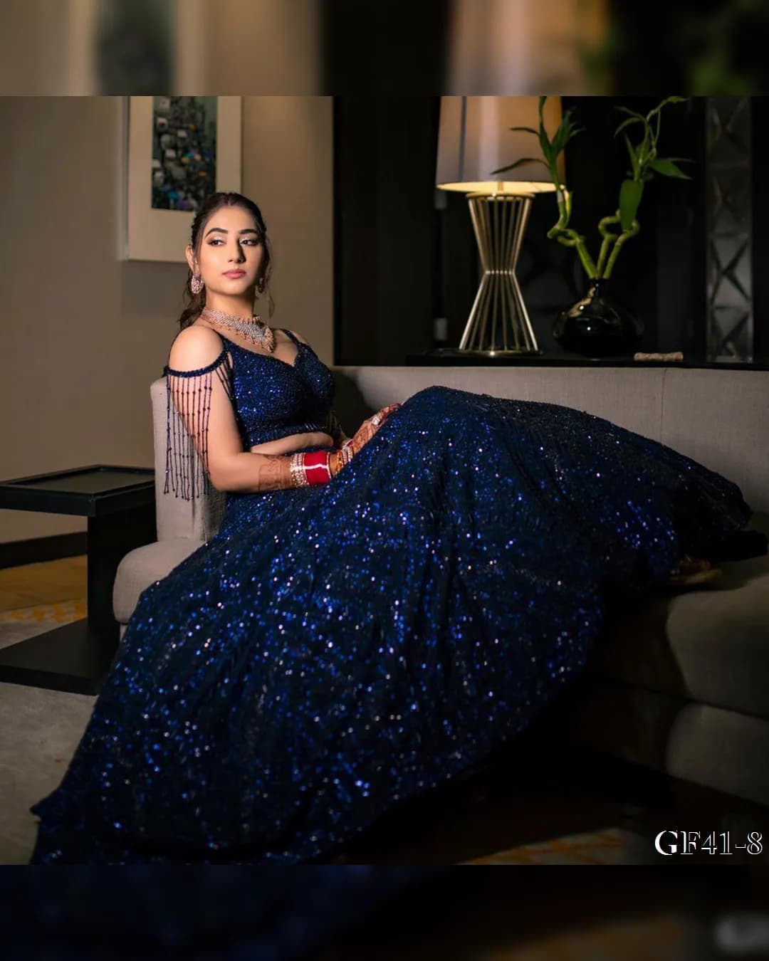 Elegant Velvet Lehenga Set with Sequence Embroidery Work alternate view