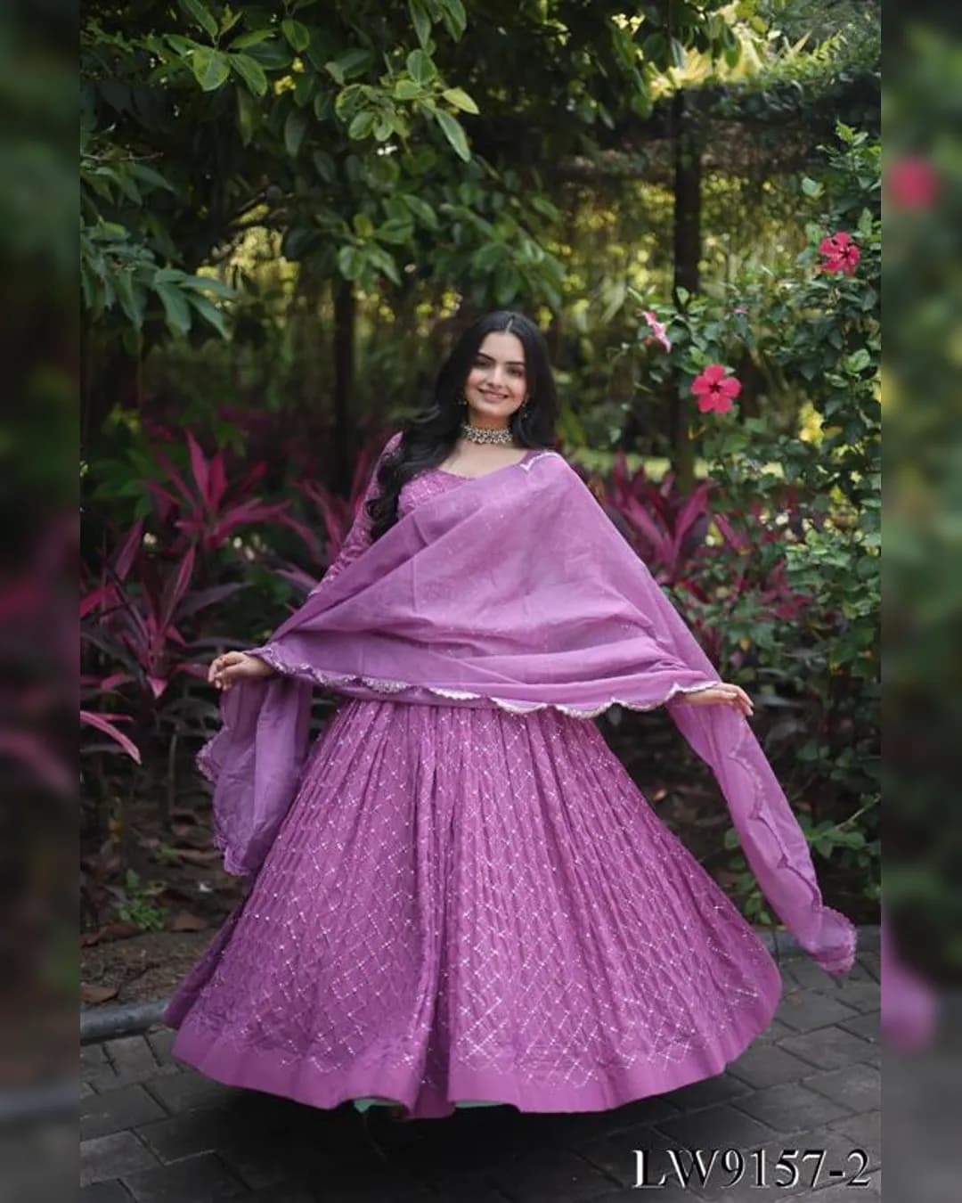 Premium Faux Georgette Sequin Embroidered Gown