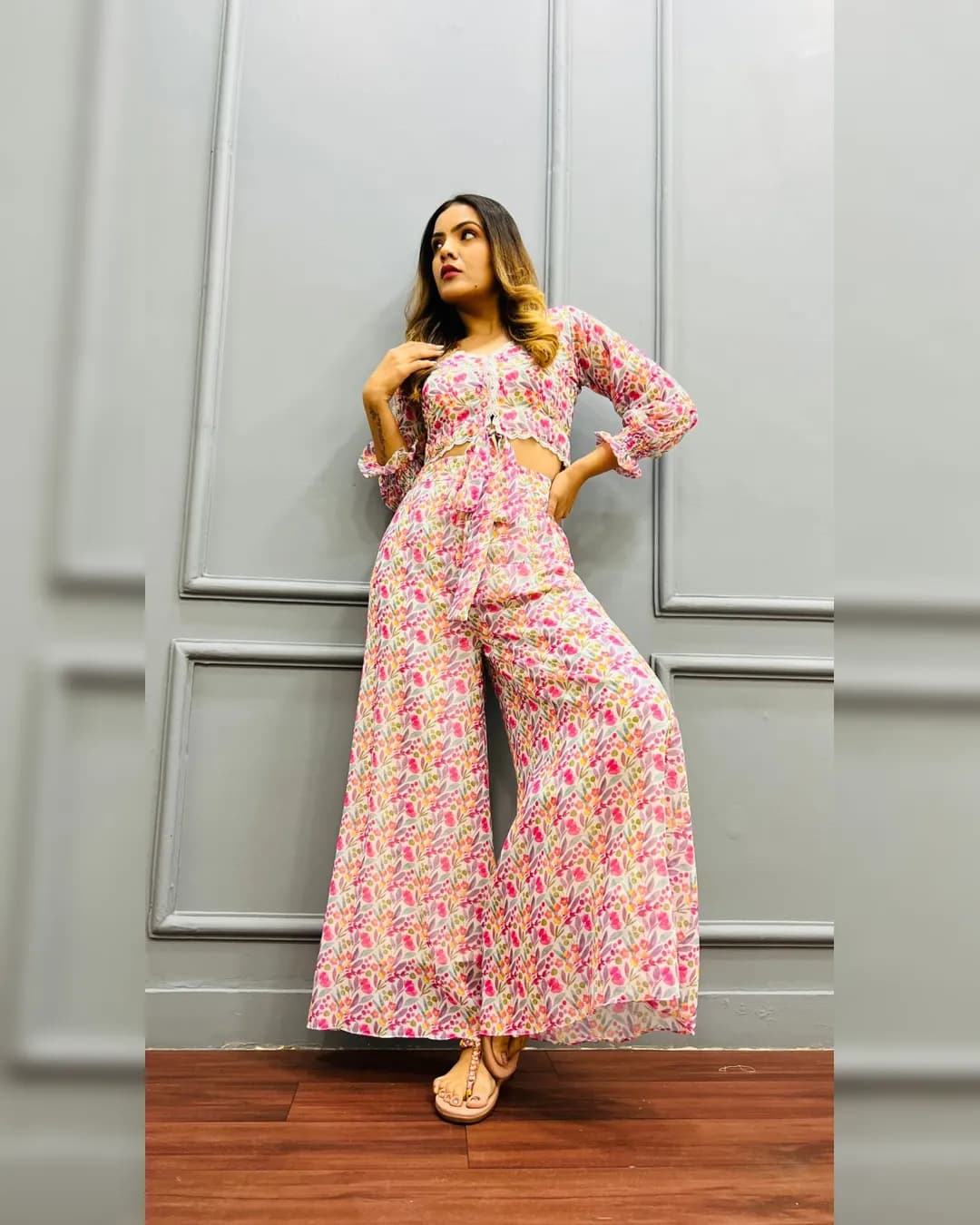 Ethereal Embrace' Handworked Georgette Co-ord Set