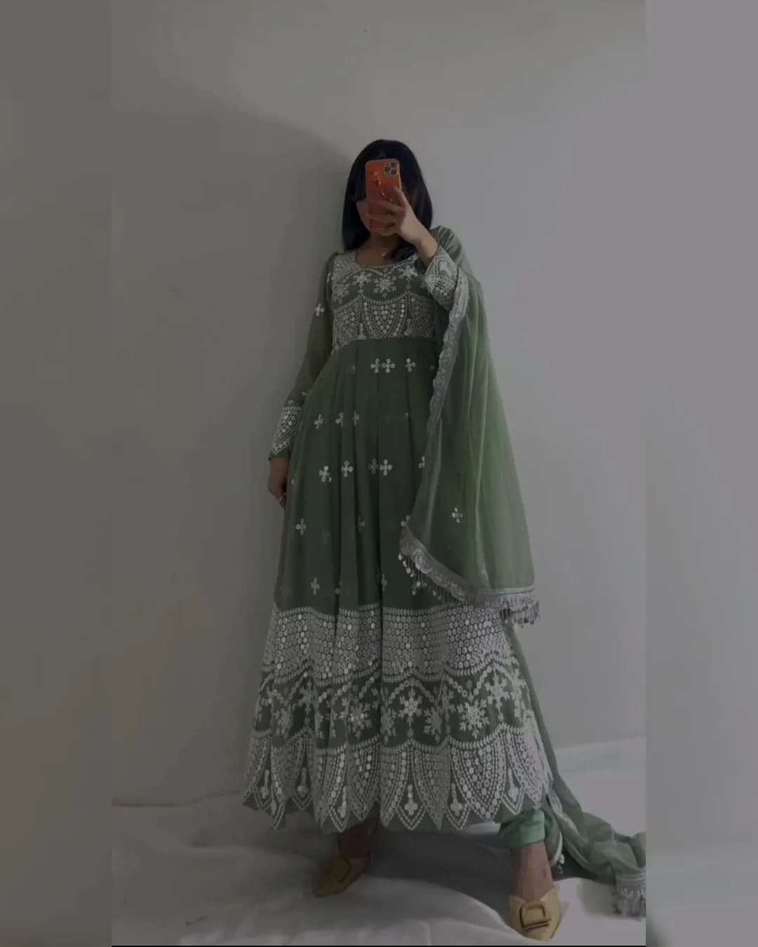 Elegance Redefined: Faux Georgette Designer Suit with Crepe Pent and Lace Dupatta alternate view