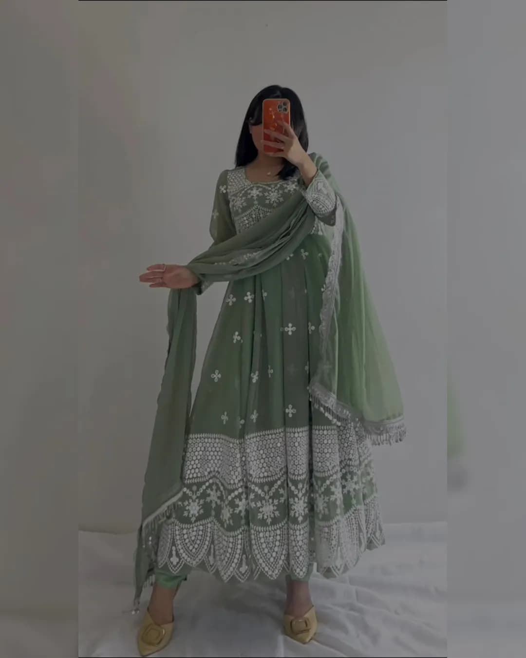 Elegance Redefined: Faux Georgette Designer Suit with Crepe Pent and Lace Dupatta