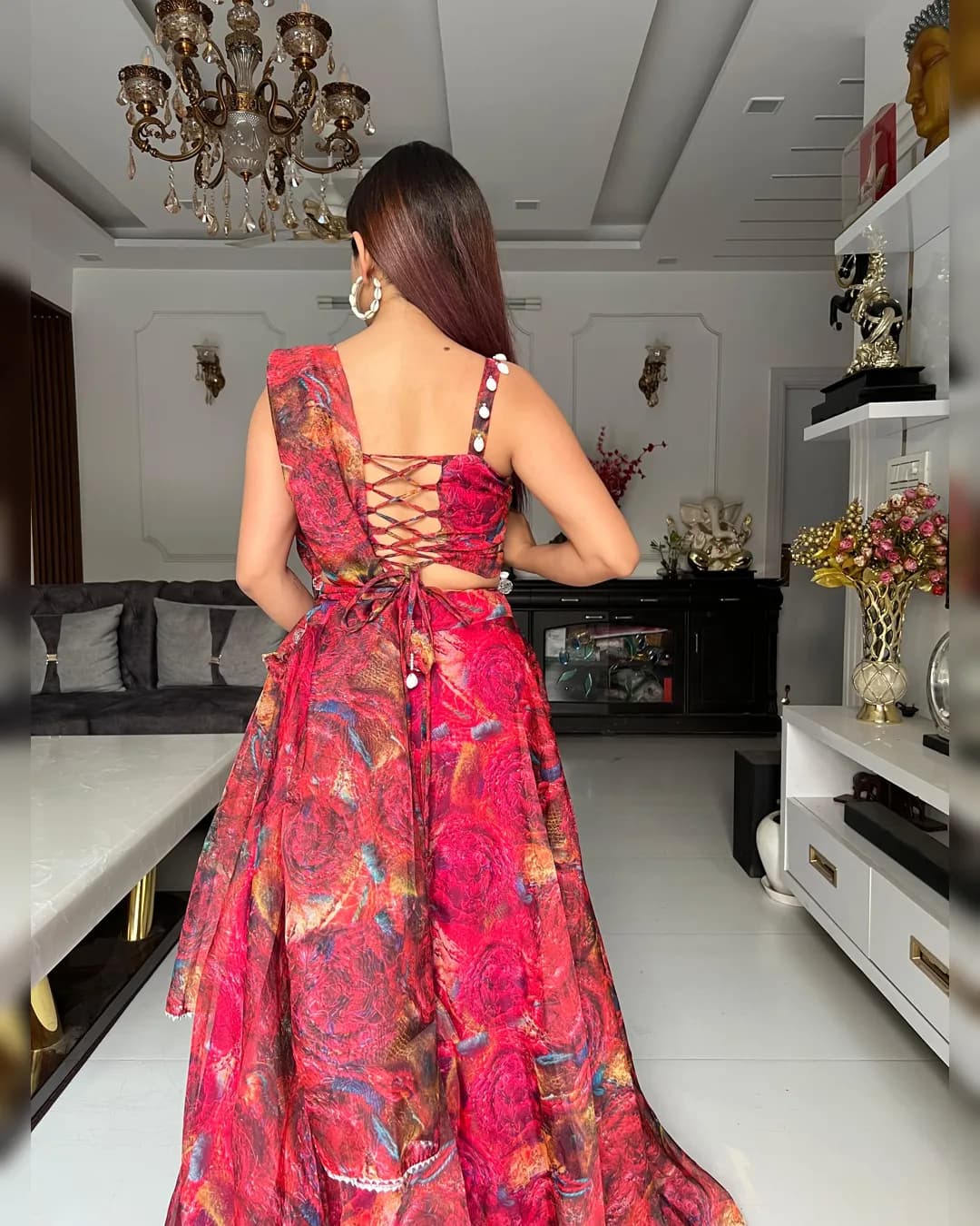 Modern Elegance Unveiled: Exclusive Real Shoot Design with Pure Silk Organza and Digital Printed Lehnga alternate view