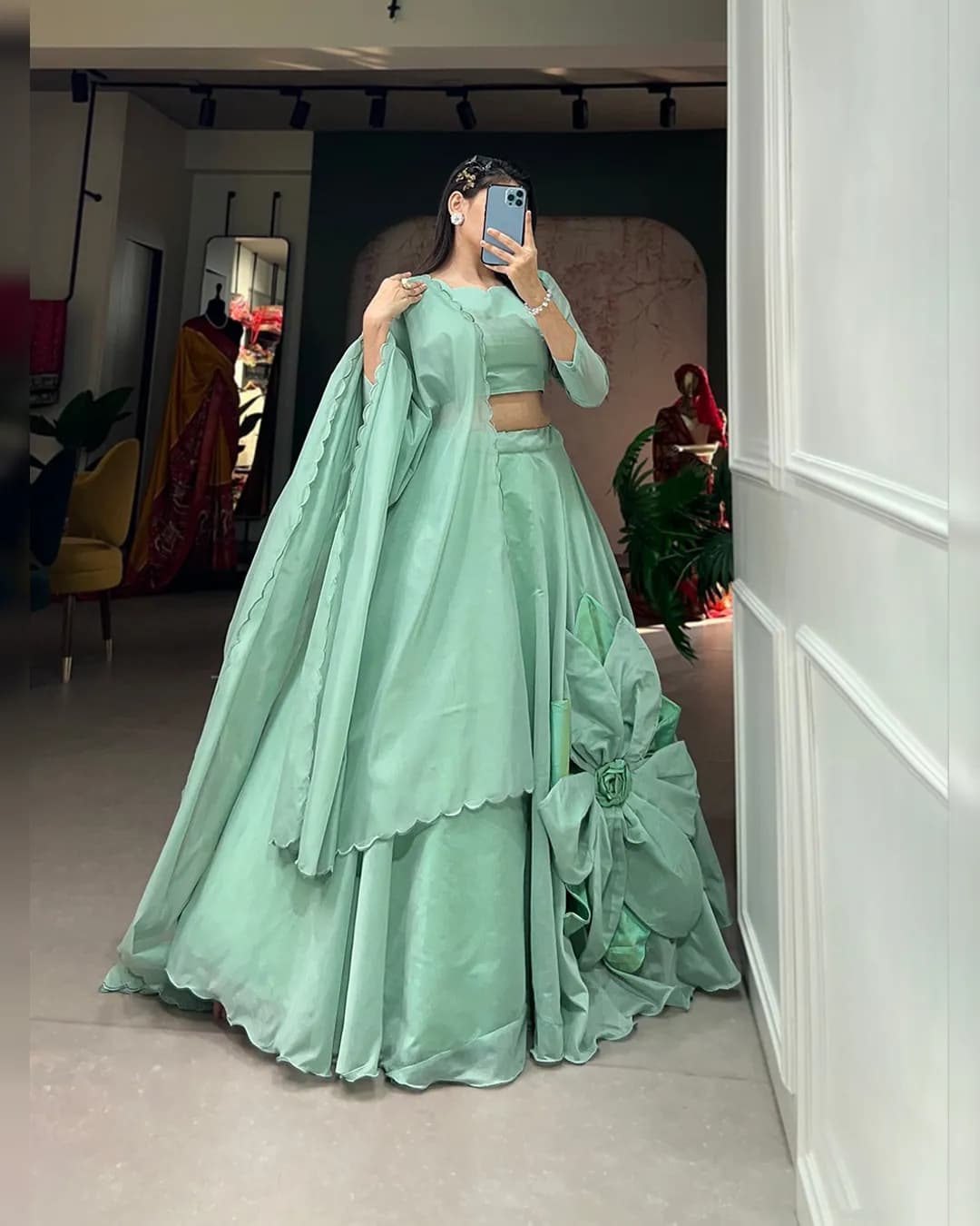 Floral Radiance - Rajwadi Chanderi Silk Lehenga Choli Set alternate view