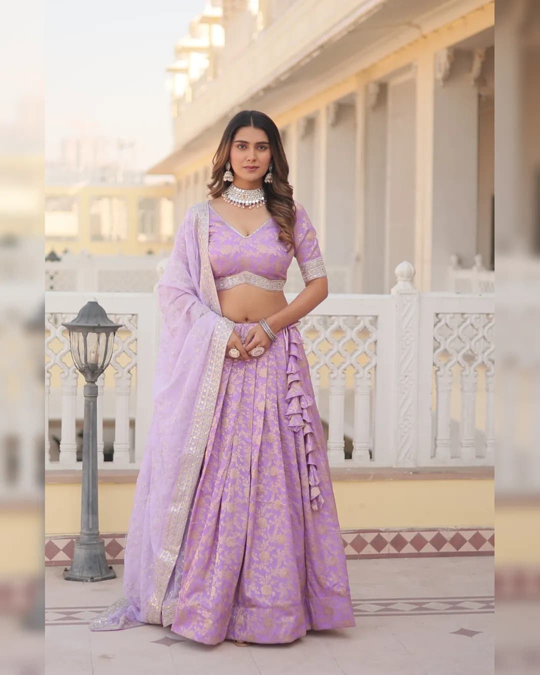 Divine Dyeable Elegance - Pure Viscose Jacquard Lehenga Choli Set