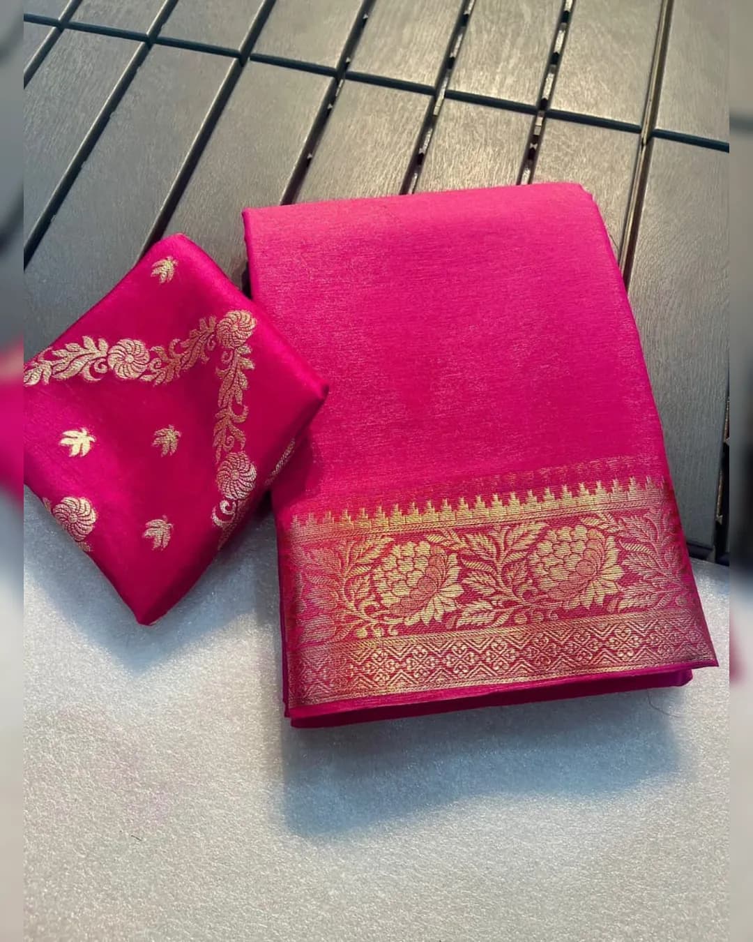 Ethereal Elegance - Shimmer Viscose Chiffon Saree with Banarasi Silk Blouse alternate view