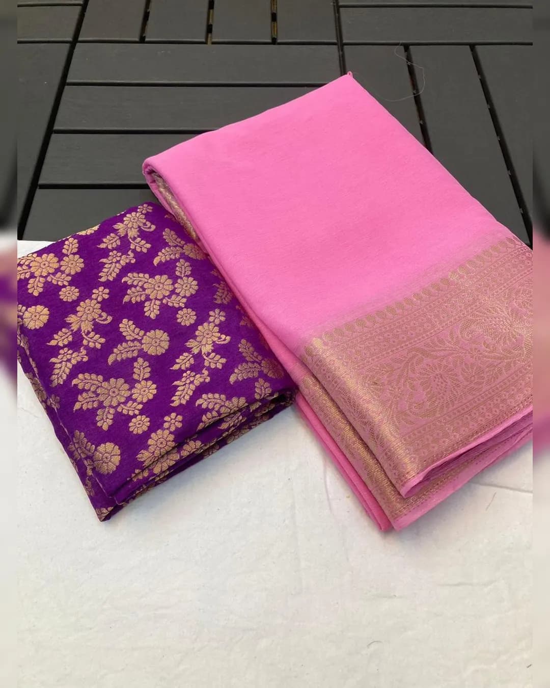 Divine Grace - Pure Chiffon Jacquard Border Saree with Contrasting Heavy Jacquard Blouse alternate view