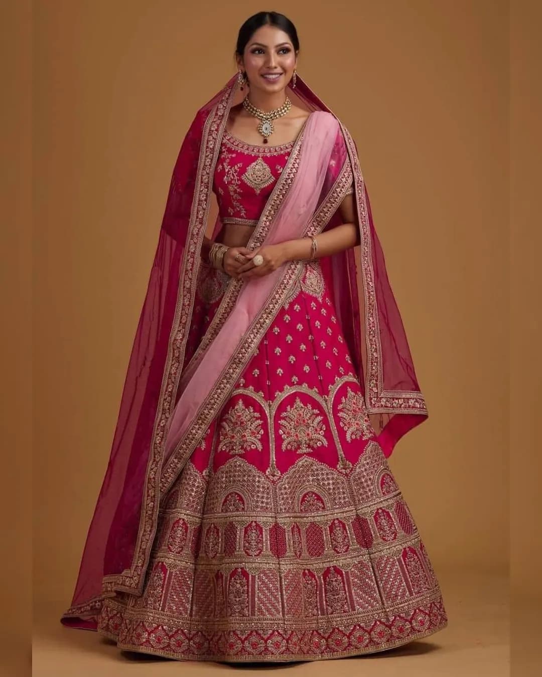 Pink Blossom Satin Elegance Lehenga Choli Set
