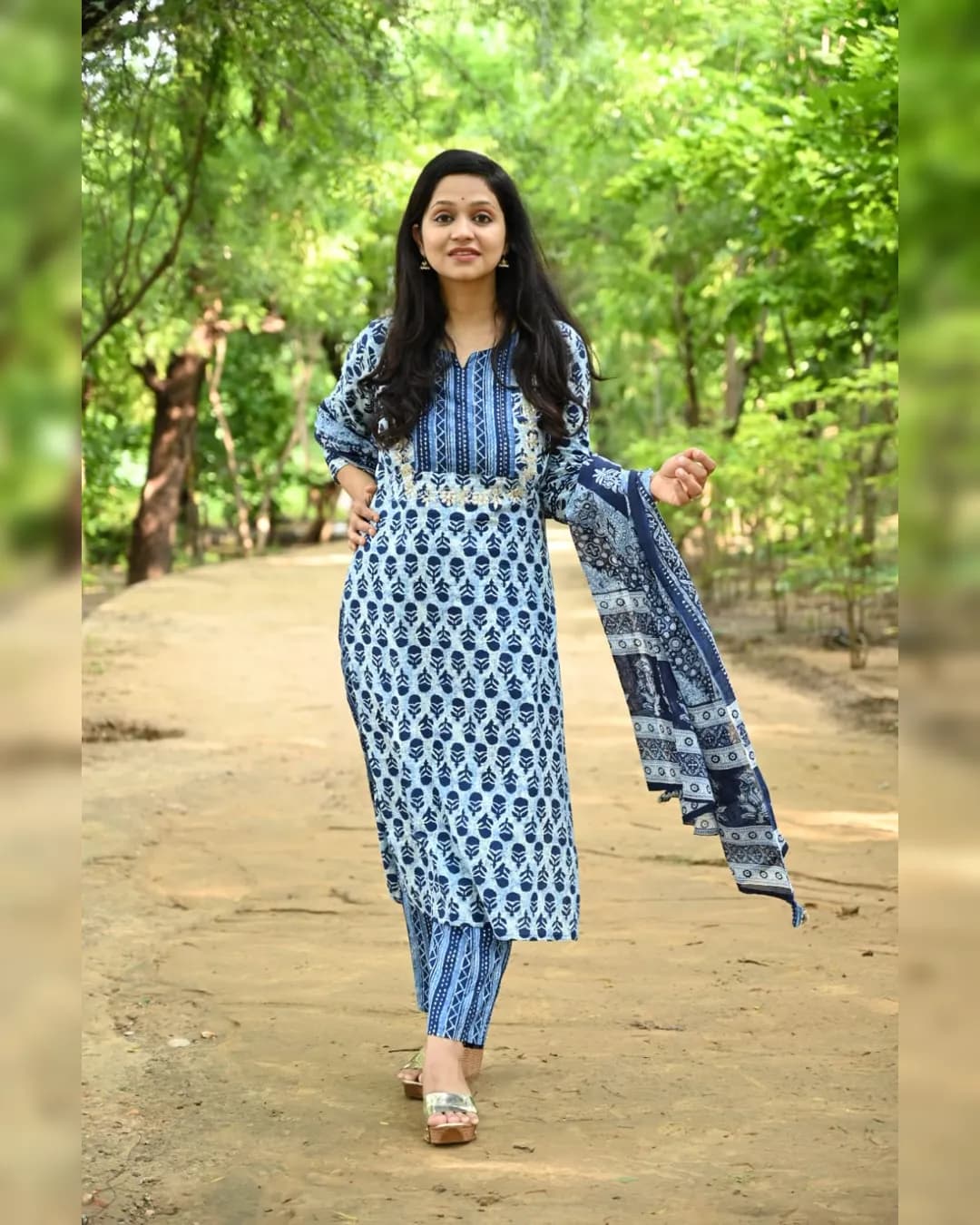 Bagaru Print Gota Patti Embroidery Kurta Set