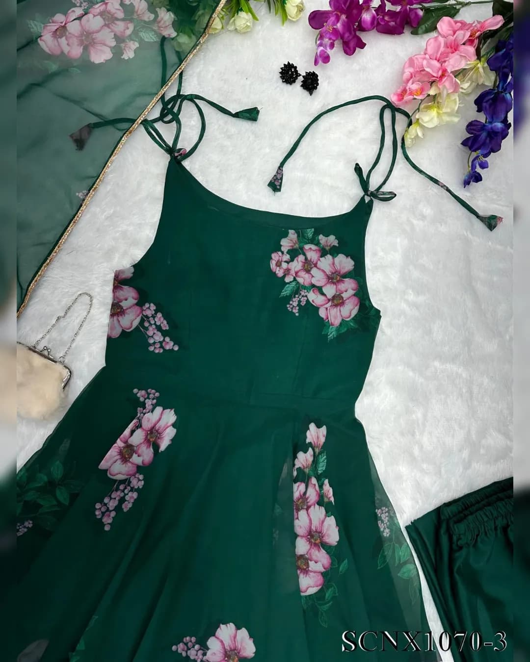 Silken Hues Digital Anarkali Set alternate view