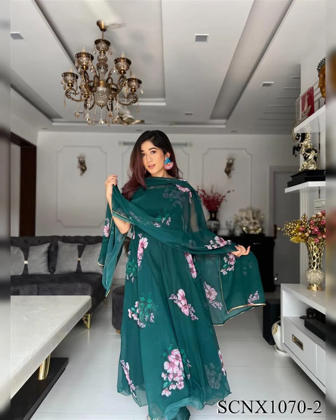 Silken Hues Digital Anarkali Set