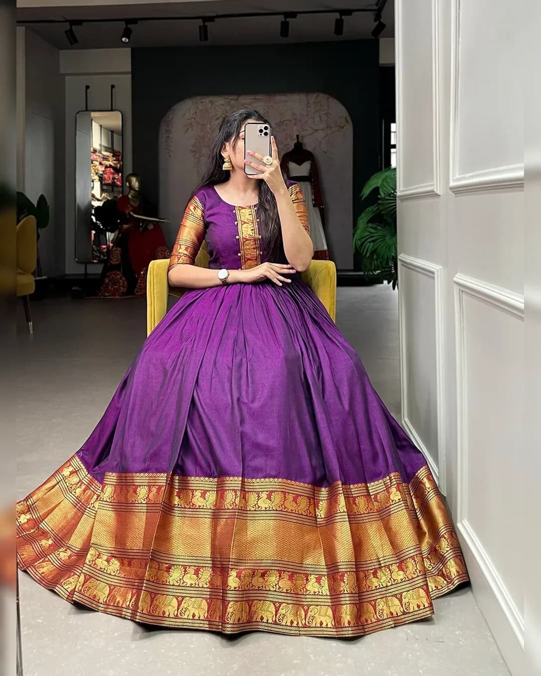 Ethnic Elegance: Narayanpet Cotton Gown Collection 🌷 alternate view