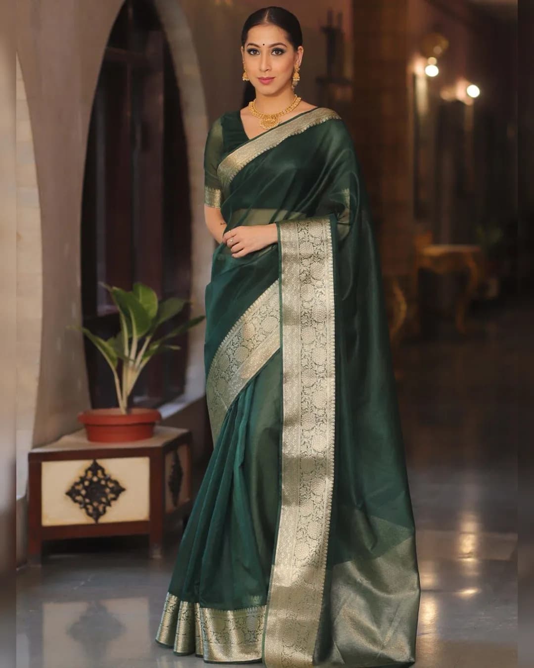 Radiant Zari Weave Kora Organza Saree