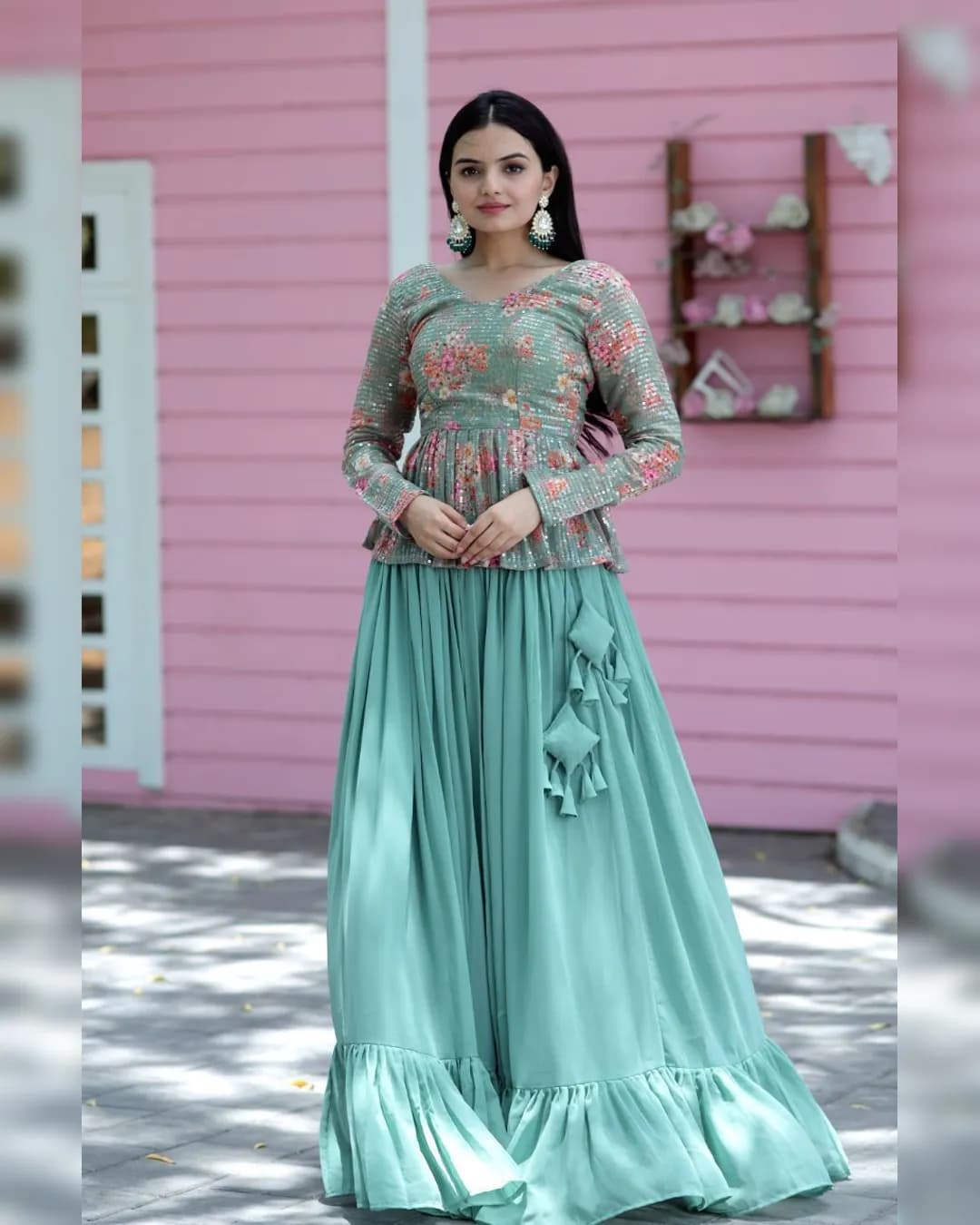 Premium Designer Sequins Embroidered Readymade Lehenga Choli Set