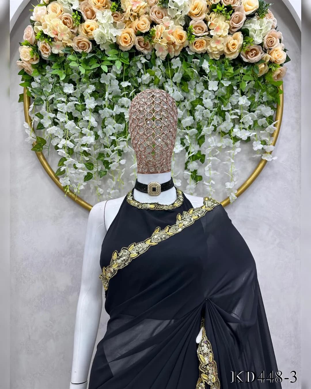 Floral Fantasy: Trending Faux Georgette Saree Ensemble alternate view