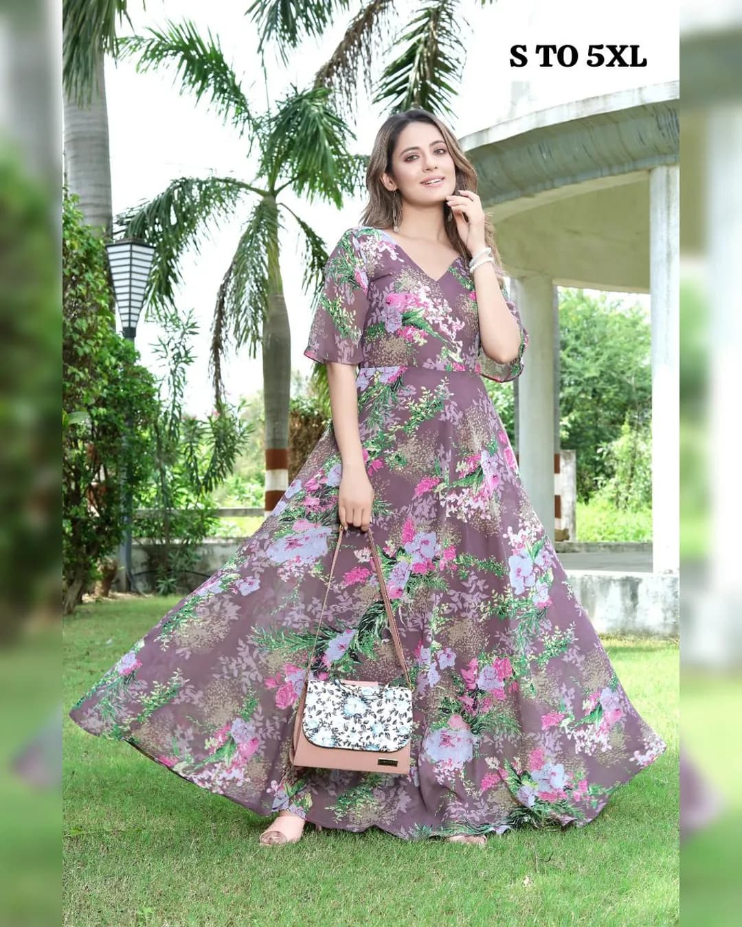 Elegant Georgette Ruffle Ready-to-Wear Saree with Digital Print alternate view