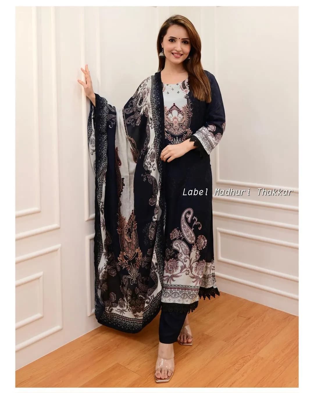 Elegant Ivory Pakistani Suit with Digital Prints and Sequin Embroidery