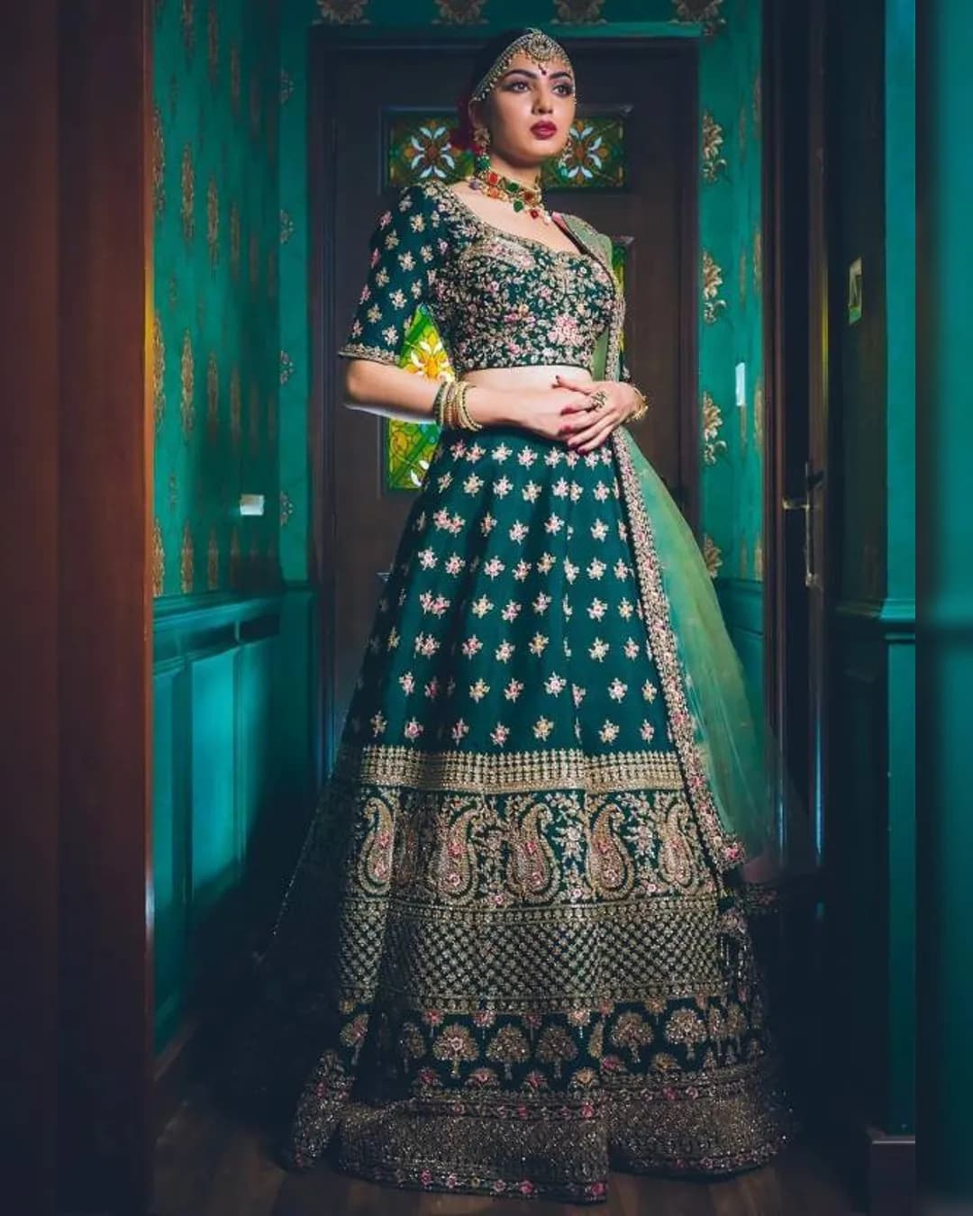 Luxurious Satin Embroidered Lehenga Choli Ensemble