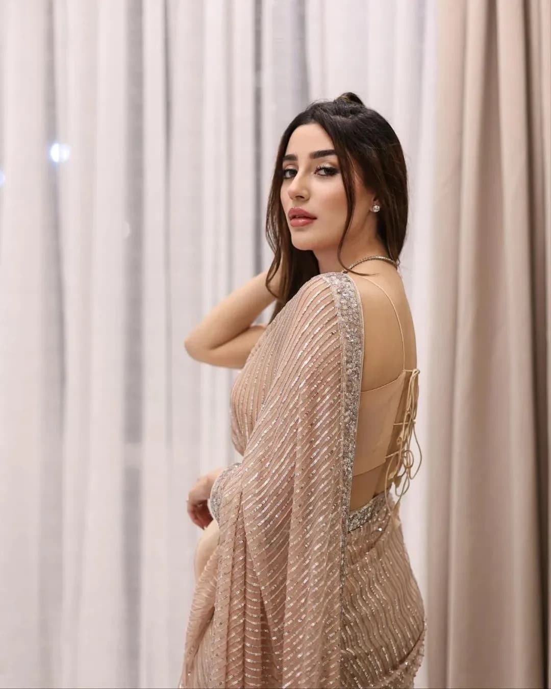 Sparkling Georgette Saree with Mono Silk Embroidered Blouse alternate view
