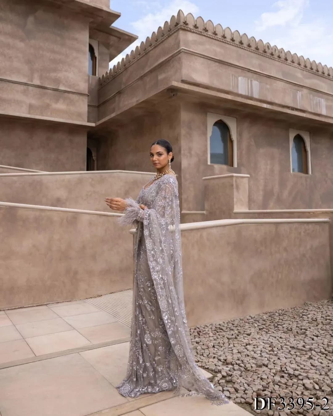 Exquisite Mono Net Saree with Sequins Embroidery Work and Heavy Embroidered Blouse alternate view