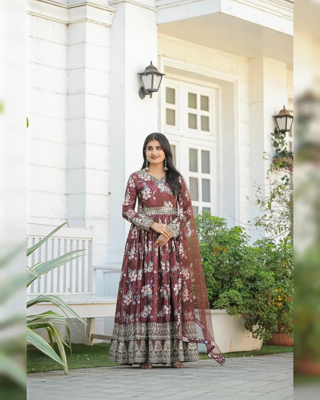 Exquisite Chiffon Printed Gown with Sequence Work Collection