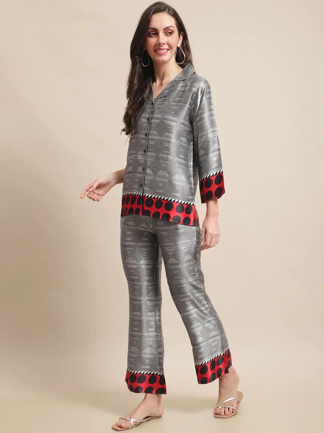 Digital Fusion Ensemble - Abstract Satin Co-ord Set