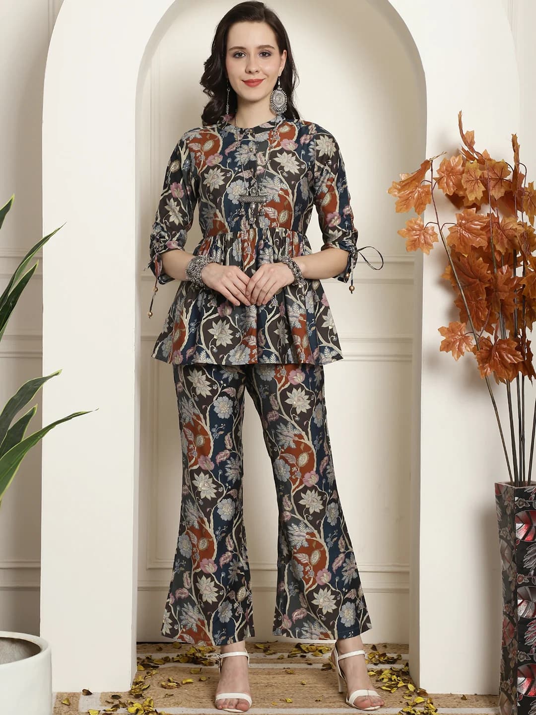 Floral Harmony Ensemble - Chanderi Co-ord Set