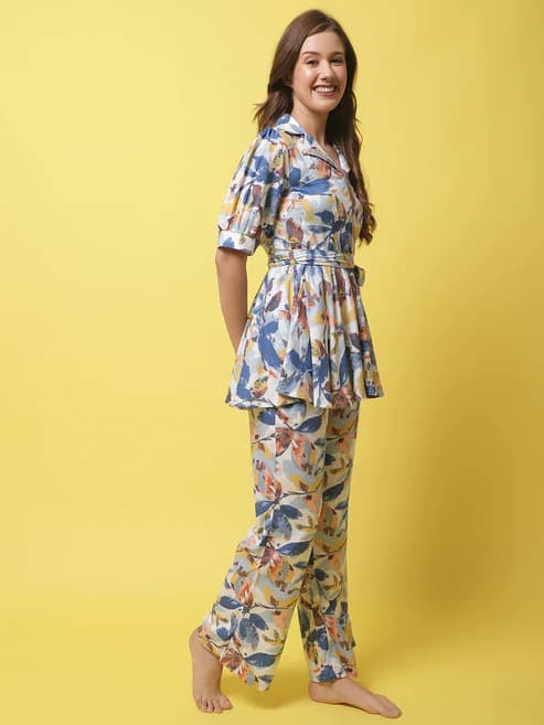 Cozy Comfort: Multi Floral Viscose Rayon Night Suit alternate view