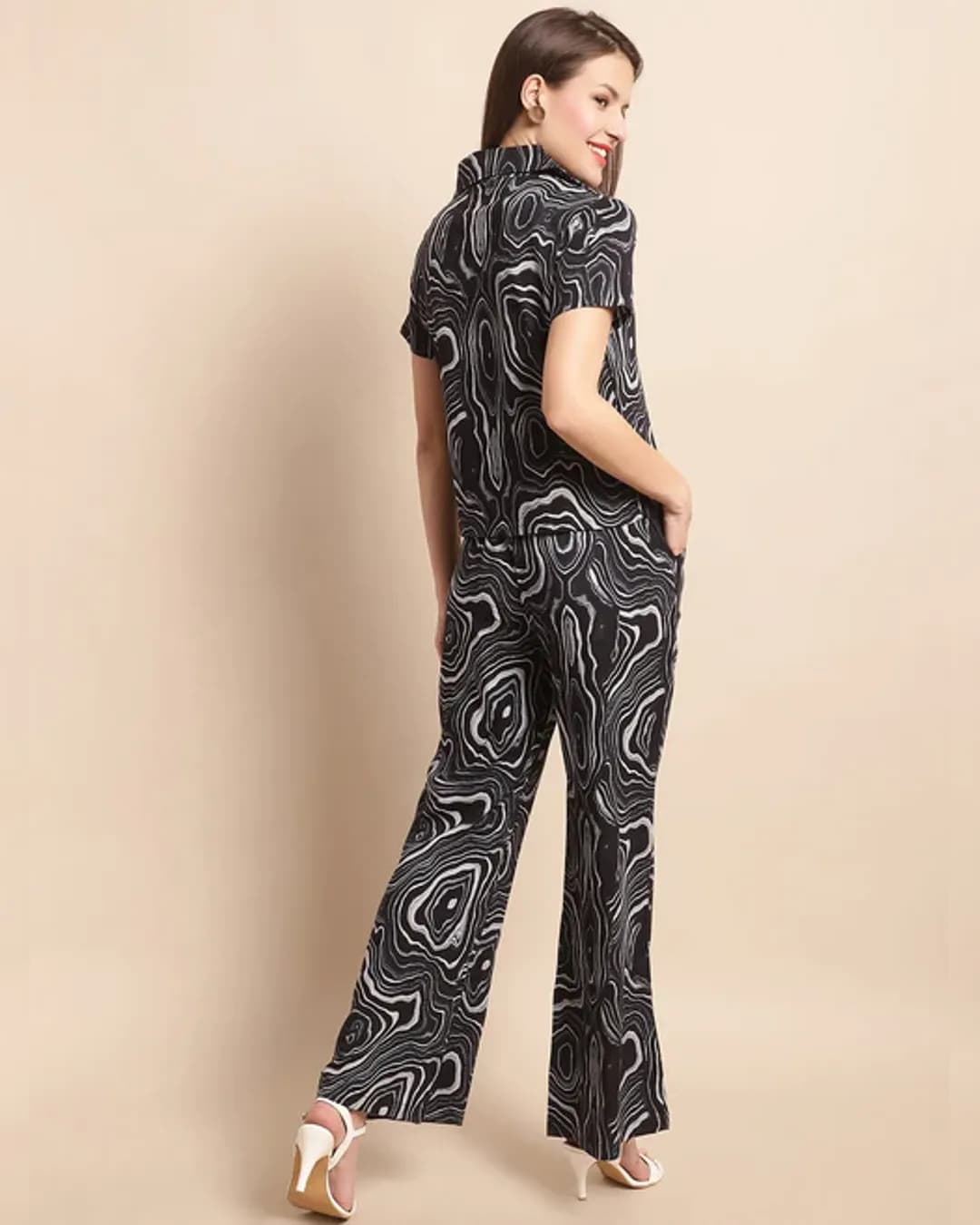 Black Abstract Printed Viscose Rayon Co-Ord Set alternate view