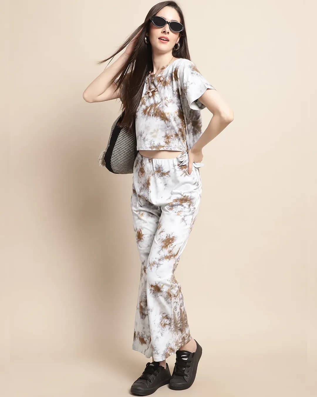 White Abstract Printed Cotton Co-Ord Set alternate view