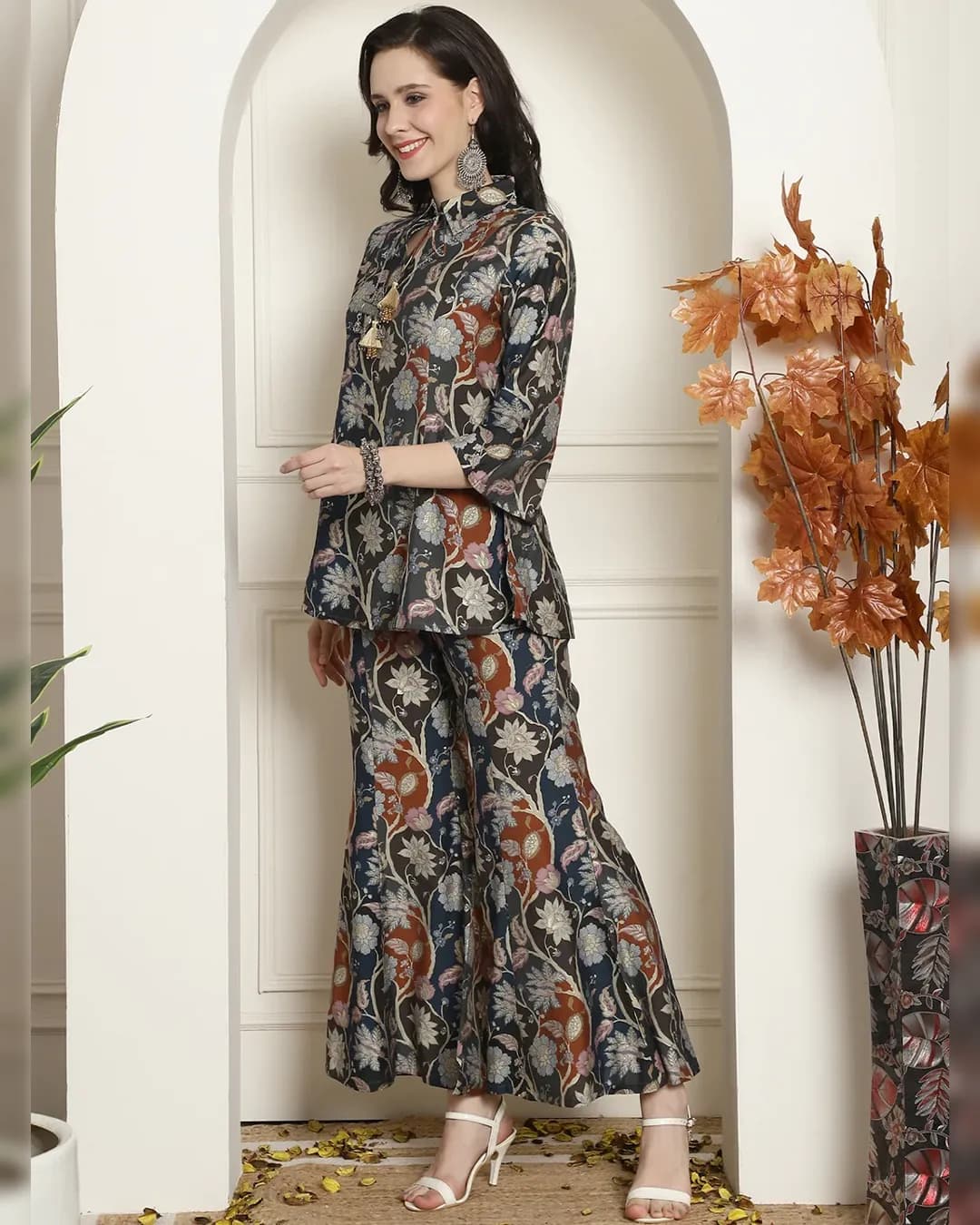 Multicolor Floral Fusion Co-ord Set - Ethnic Ensemble
