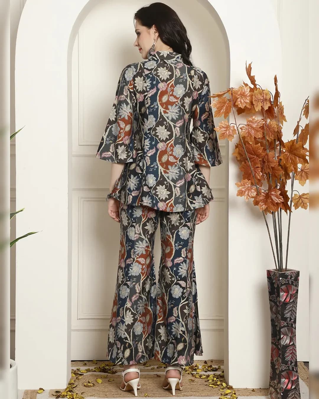 Multicolor Floral Fusion Co-ord Set - Ethnic Ensemble alternate view