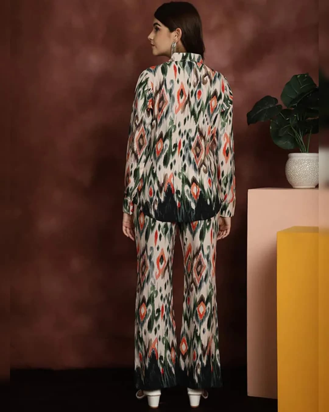 Multi Abstract Printed Viscose Rayon Shirt with Trousers Co-Ord Set for alternate view