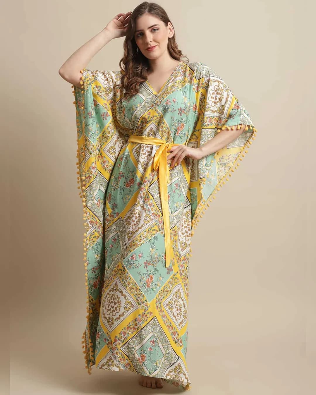 Cozy Chic: Yellow Floral Rayon Nightdress