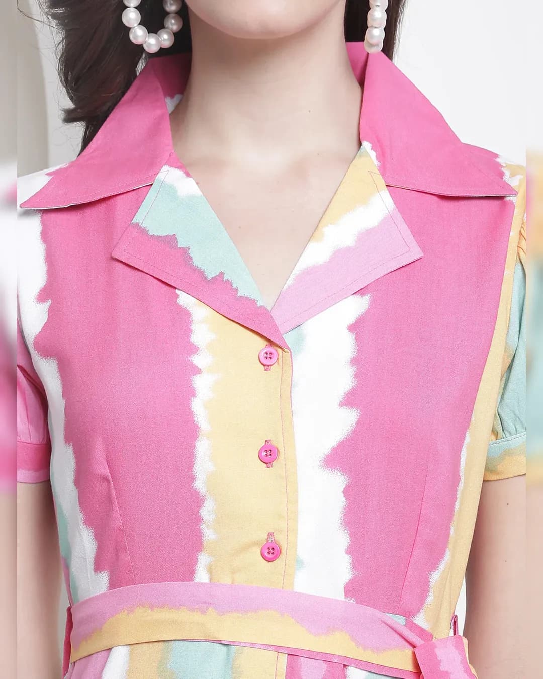 Petal Whispers: Pink & White Print Fit & Flare Maxi Dress alternate view