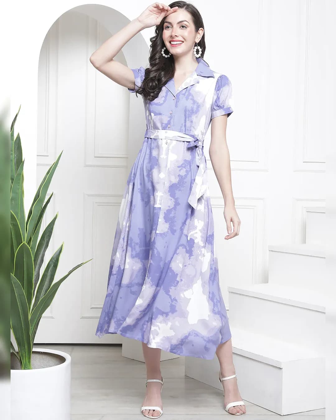 Royal Violet: Purple Print Fit & Flare Maxi Dress alternate view