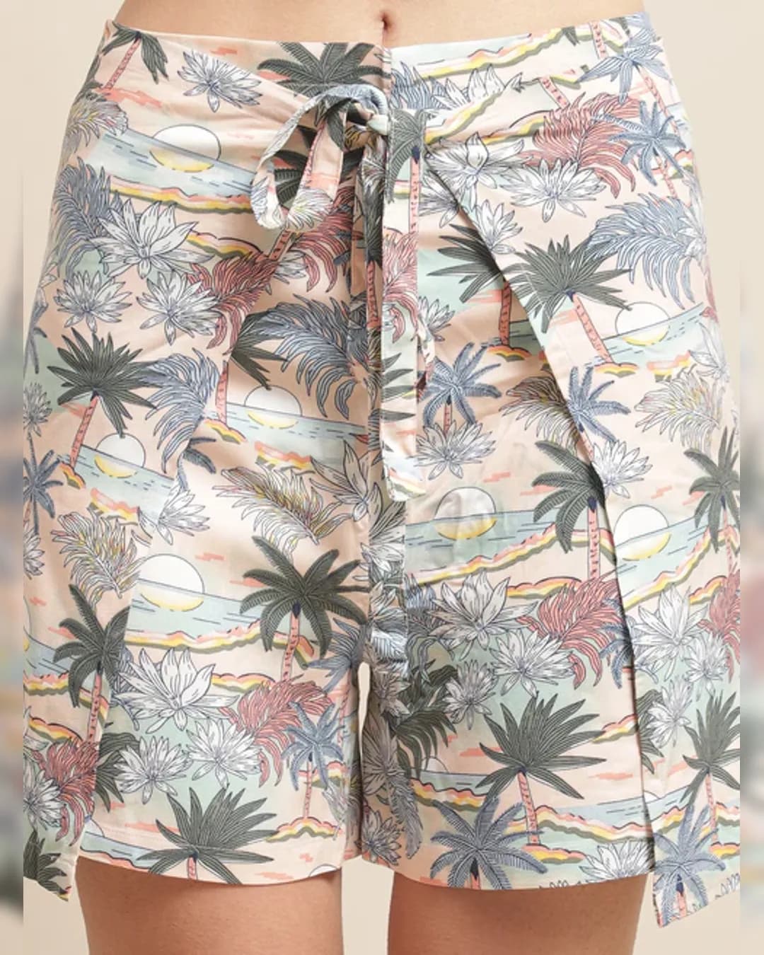 Peach Paradise: Tropical Rayon Beachwear Set alternate view