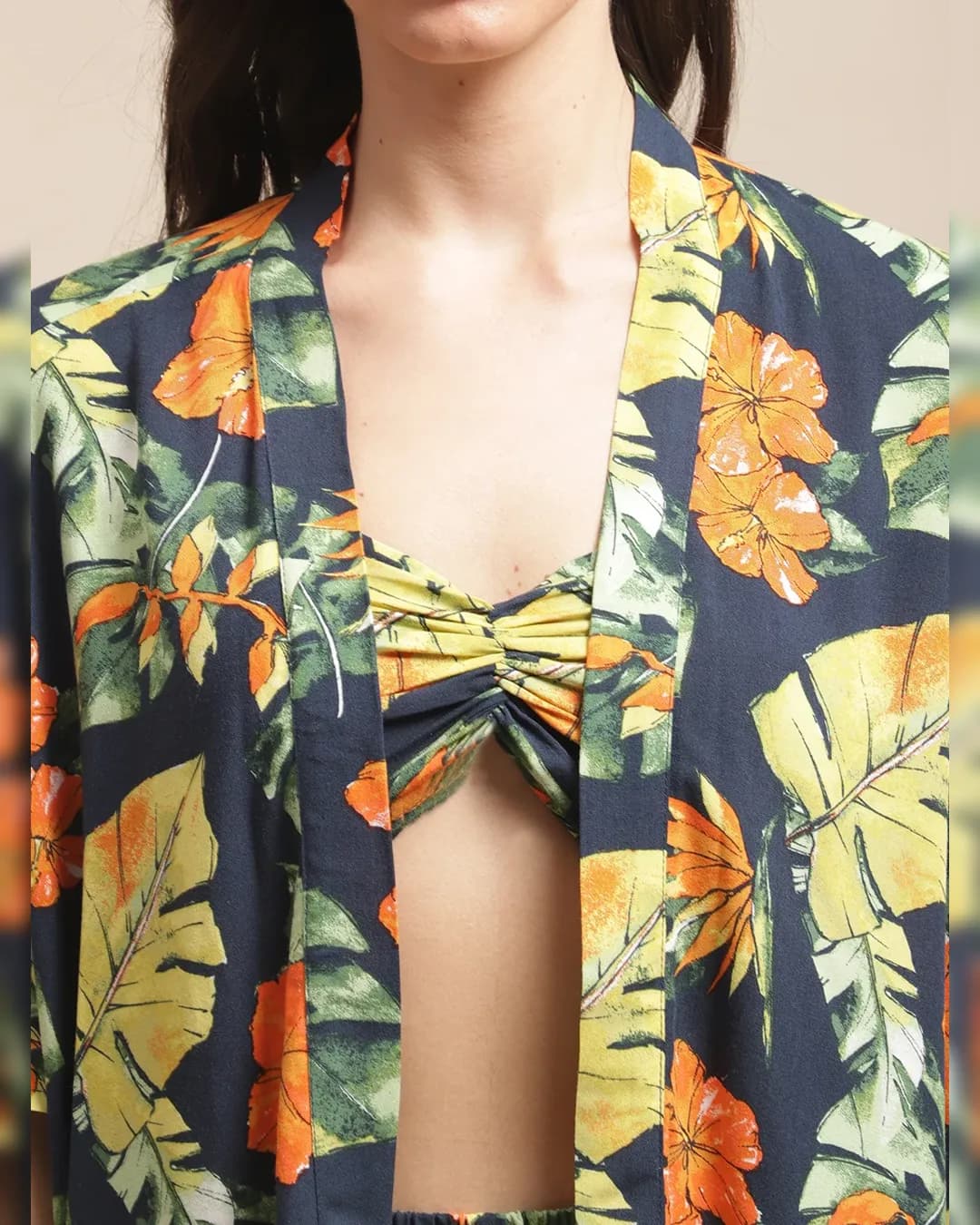 Navy Breeze: Tropical Rayon Beachwear Set alternate view