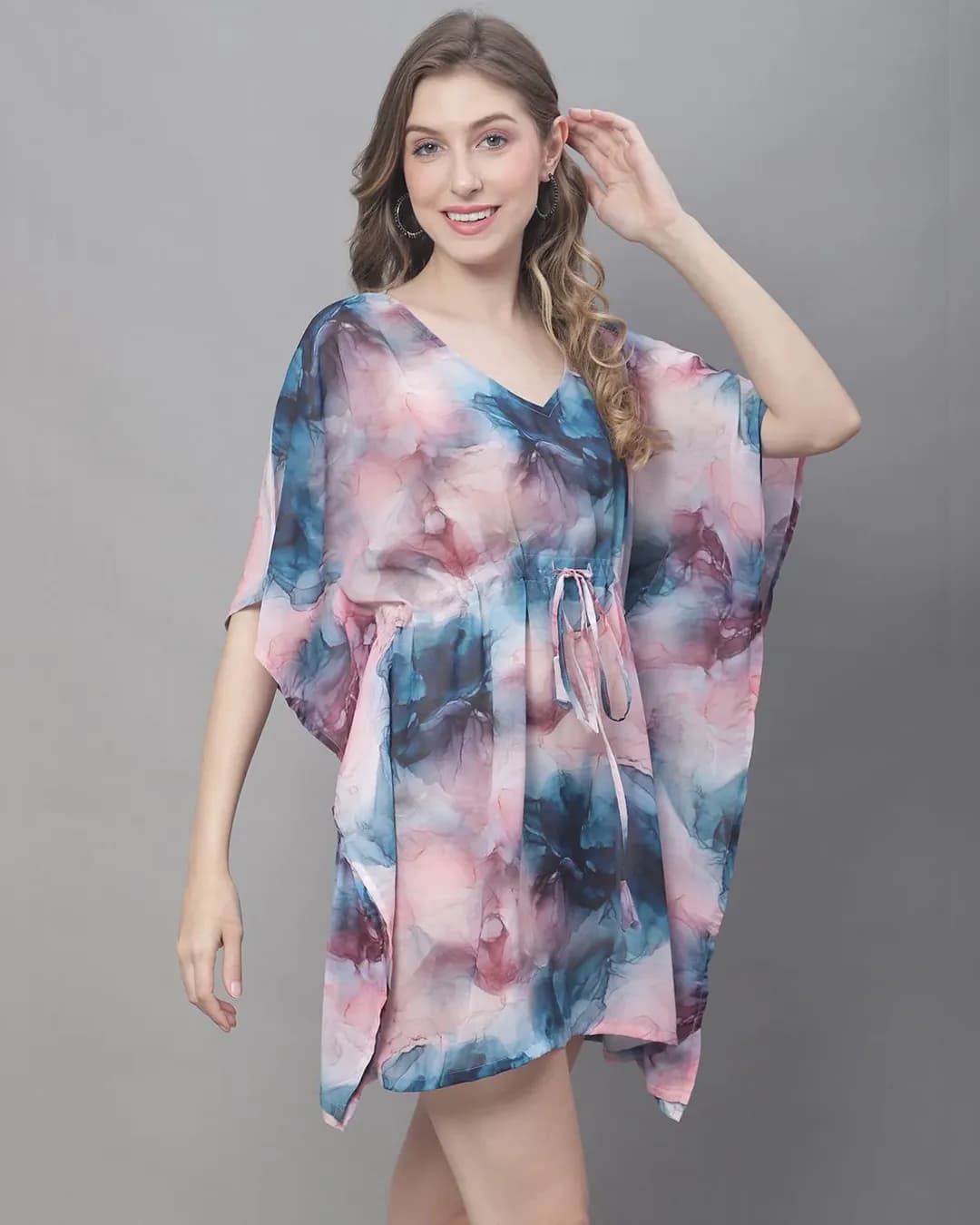 Serene Splash: Multi Tie and Dye Georgette Beachwear Set alternate view