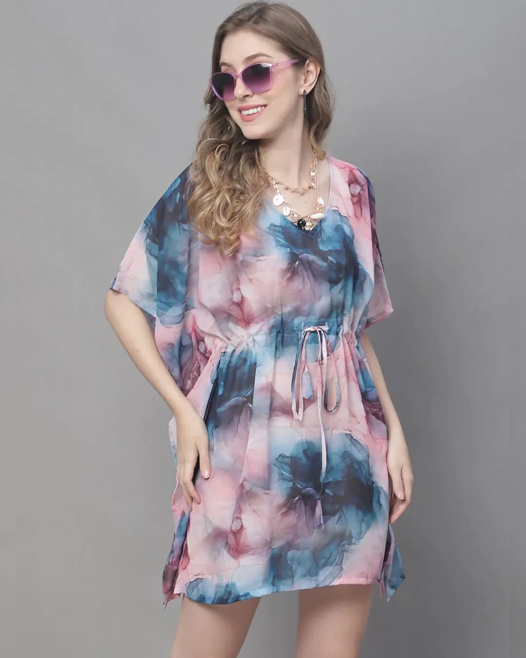 Serene Splash: Multi Tie and Dye Georgette Beachwear Set