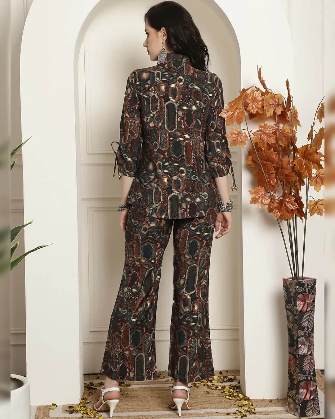 Geometric Harmony Co-ords - Grey & Brown Elegance Ensemble alternate view