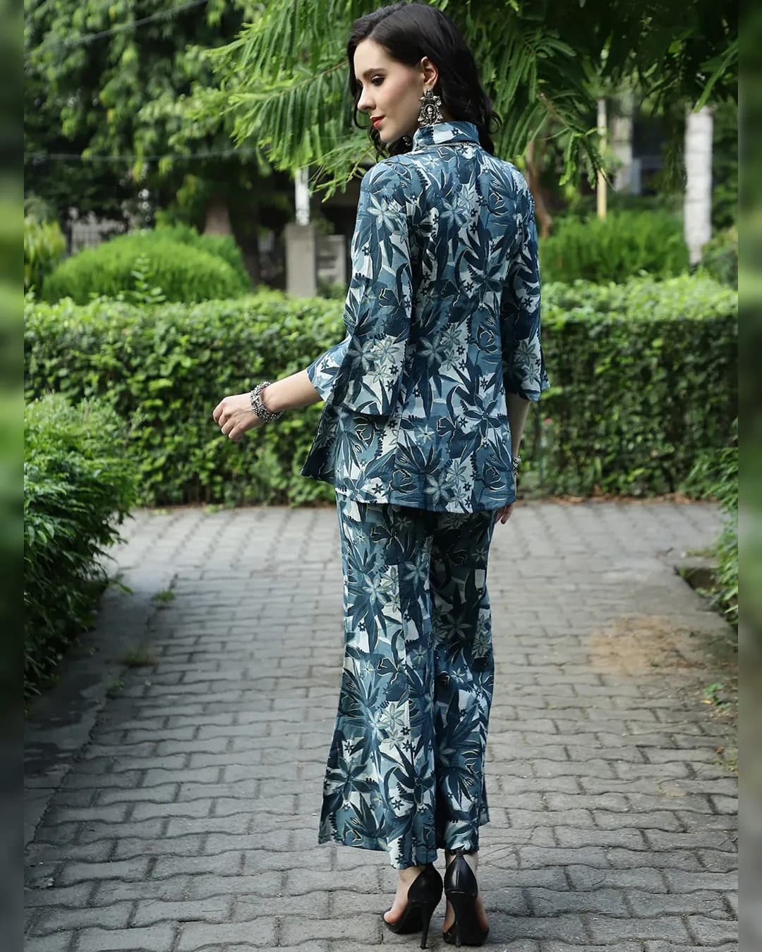 Blooms of Elegance: Blue Floral Co-ord Set alternate view