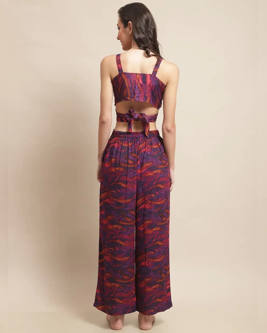 Purple Paradise: Soft Rayon Abstract Beachwear Set alternate view