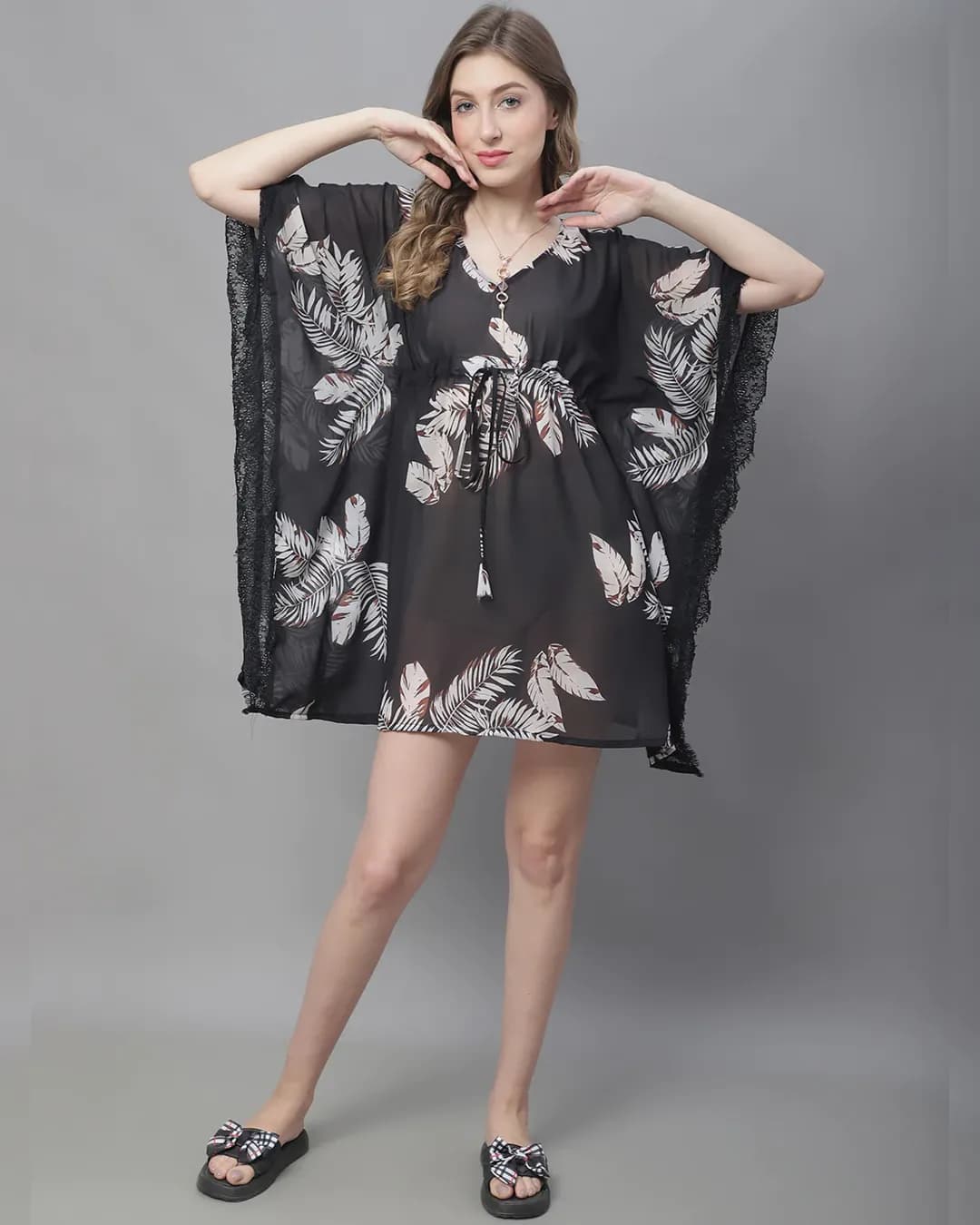 Midnight Oasis - Tropical Georgette Beachwear Set