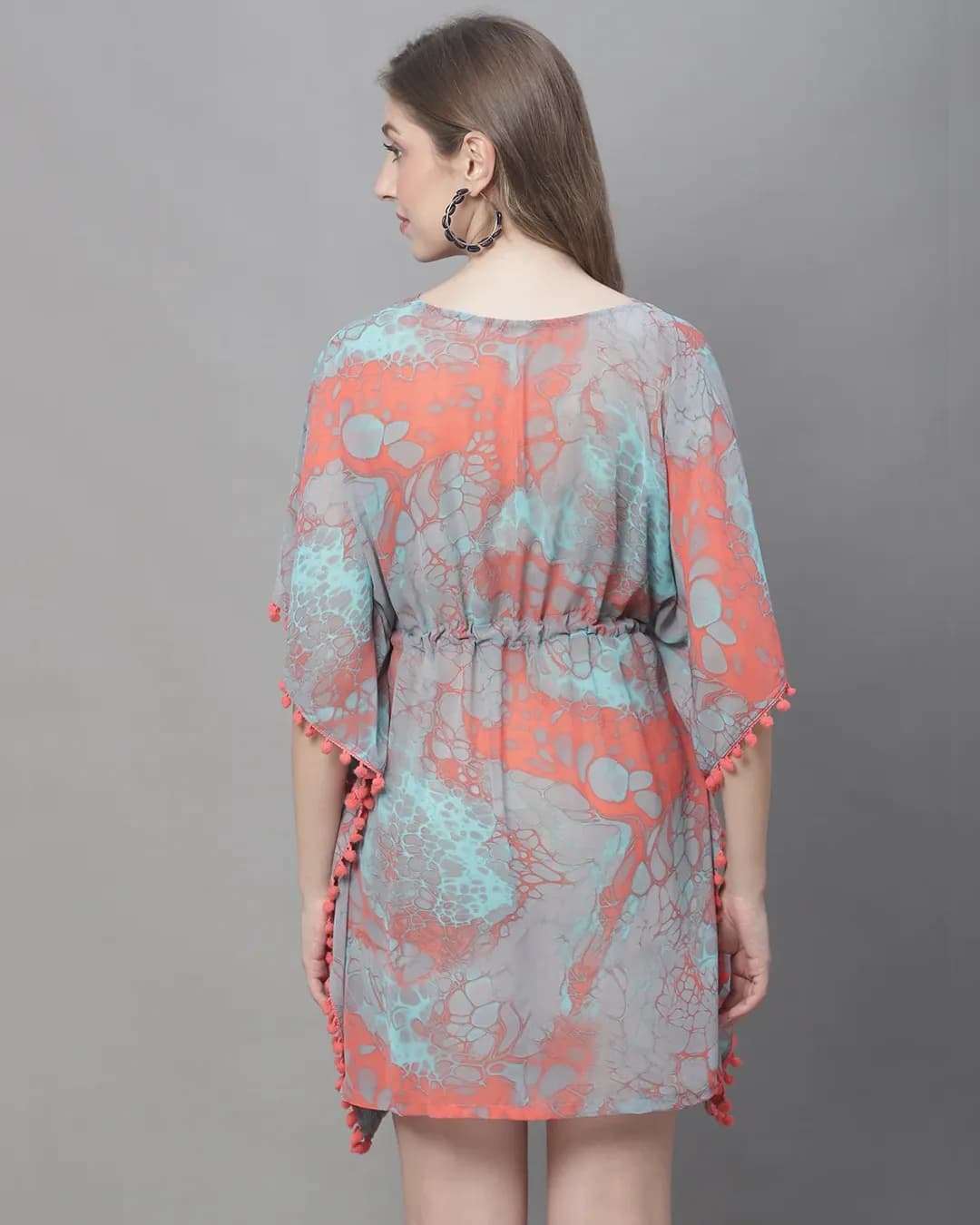 Peach Passion: Soft Georgette Abstract Beachwear Set alternate view