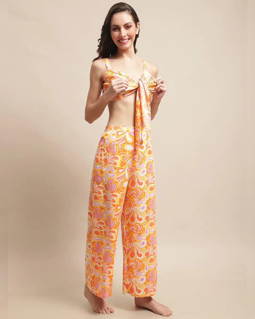 Sun-kissed Bliss: Soft Rayon Abstract Beachwear Set