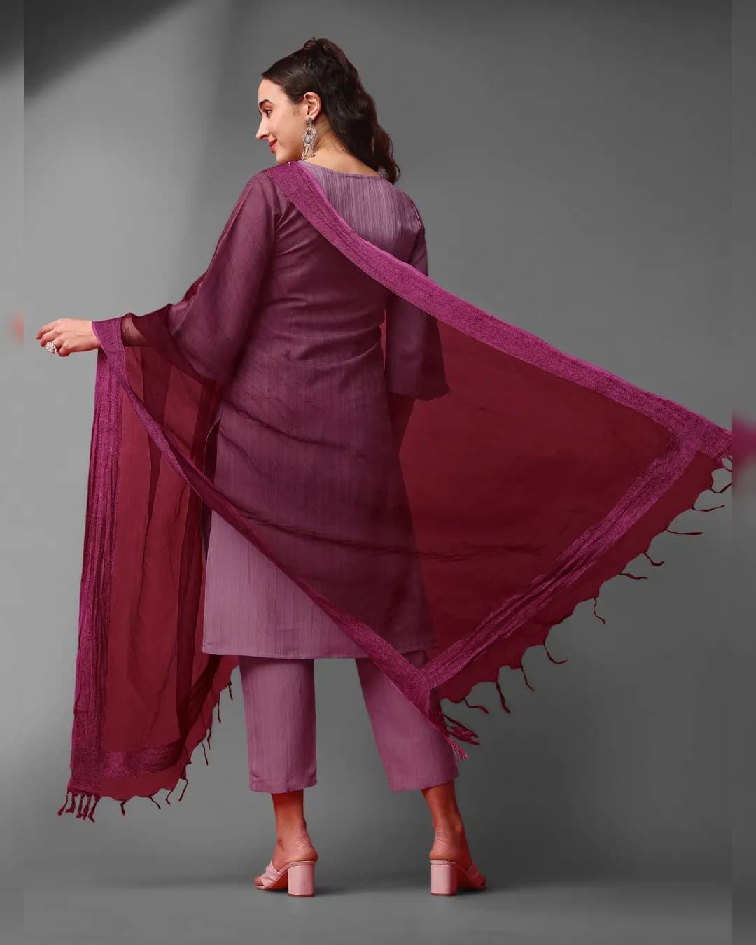 Opulent Elegance: Women's Sequence Embroidered Silk Blend Kurta, Pant, and Dupatta Set alternate view