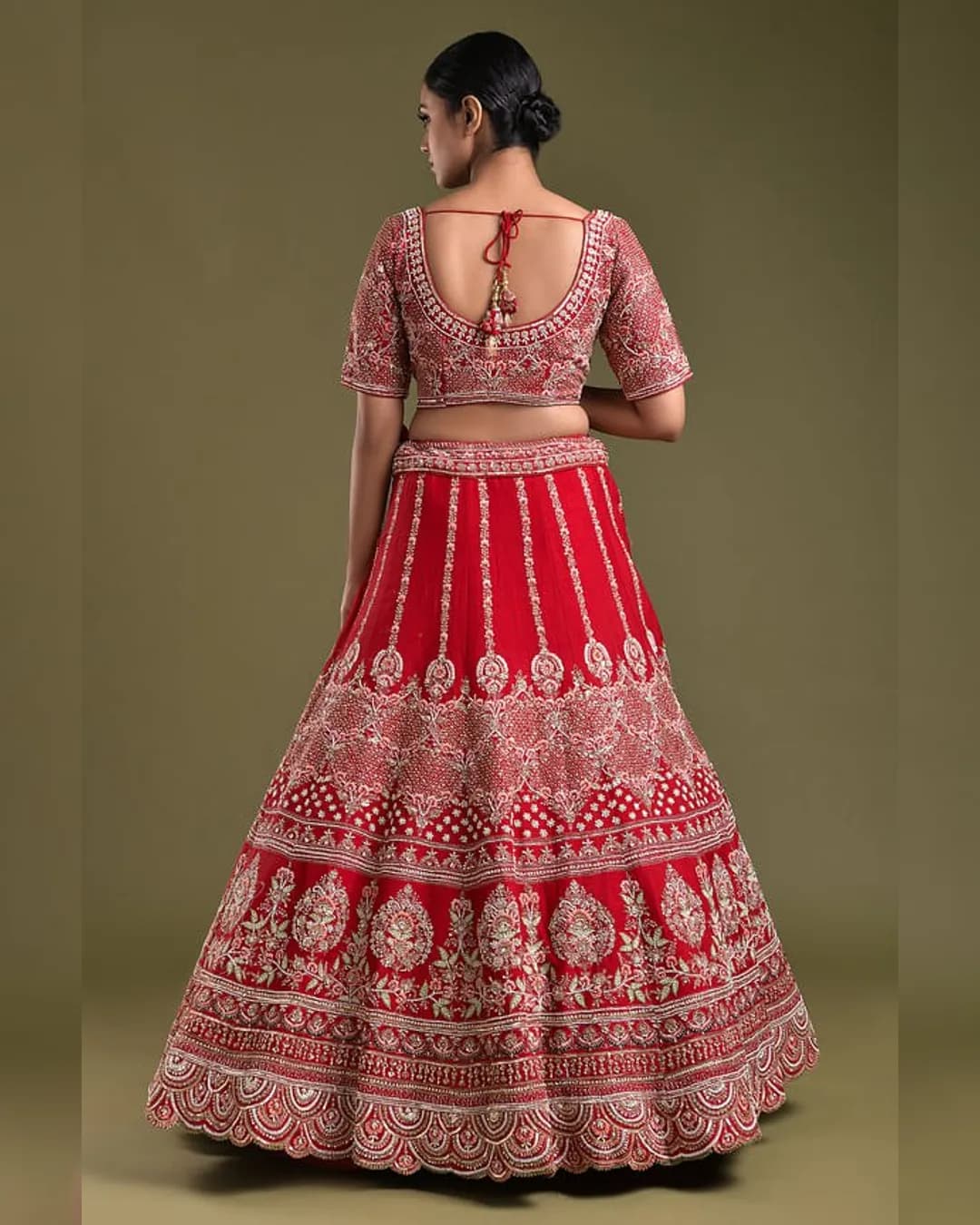 Regal Charm Satin Lehenga Choli with Embroidered Dupatta alternate view