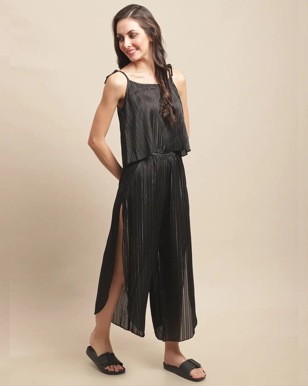 Snug Stripes Georgette Beachwear Set alternate view