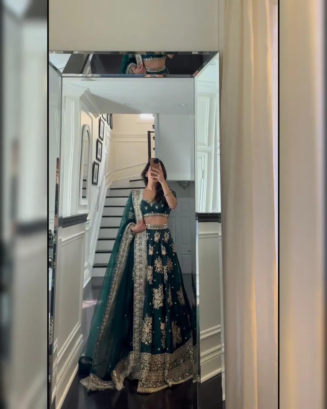 Japan Jastin Lehenga with Thread and Sequence Work, Semi-Stitch alternate view