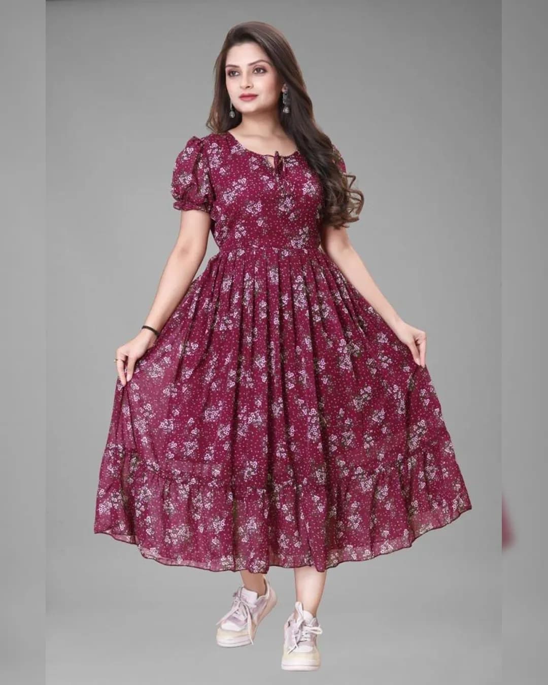 Georgette Long Maxi Dress with Inner